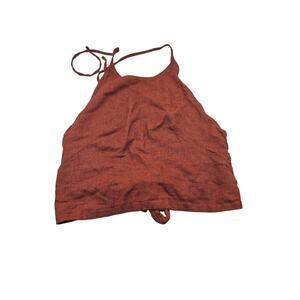 Jungle Sol Collection Womens Sz S Cropped Tie Back Halter Top Rust Costa Rica